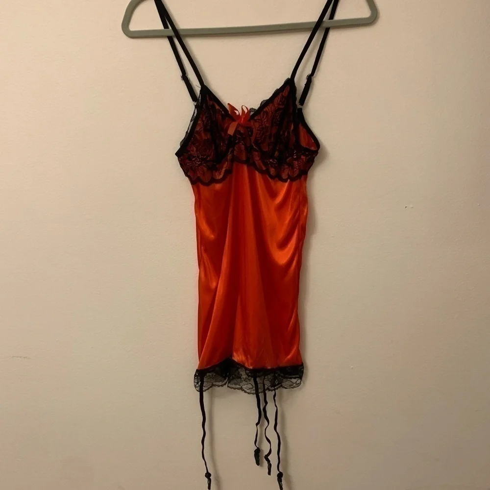 S M Red and Black Valentines Day Lingerie Garter Babydoll, NWOT